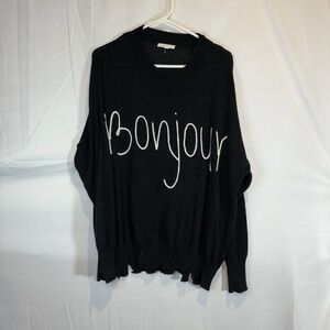 Women's Le Lis Black Cozy Oversized Sweater Bonjour Size Small French Paris